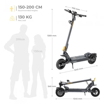 Ausom Gosoul 2 Hulajnoga elektryczna, silnik 1100 W, akumulator 13 Ah 48 V, prędkość 20 km/h, zasięg 70 km - Ciemnoszary - Dostawca